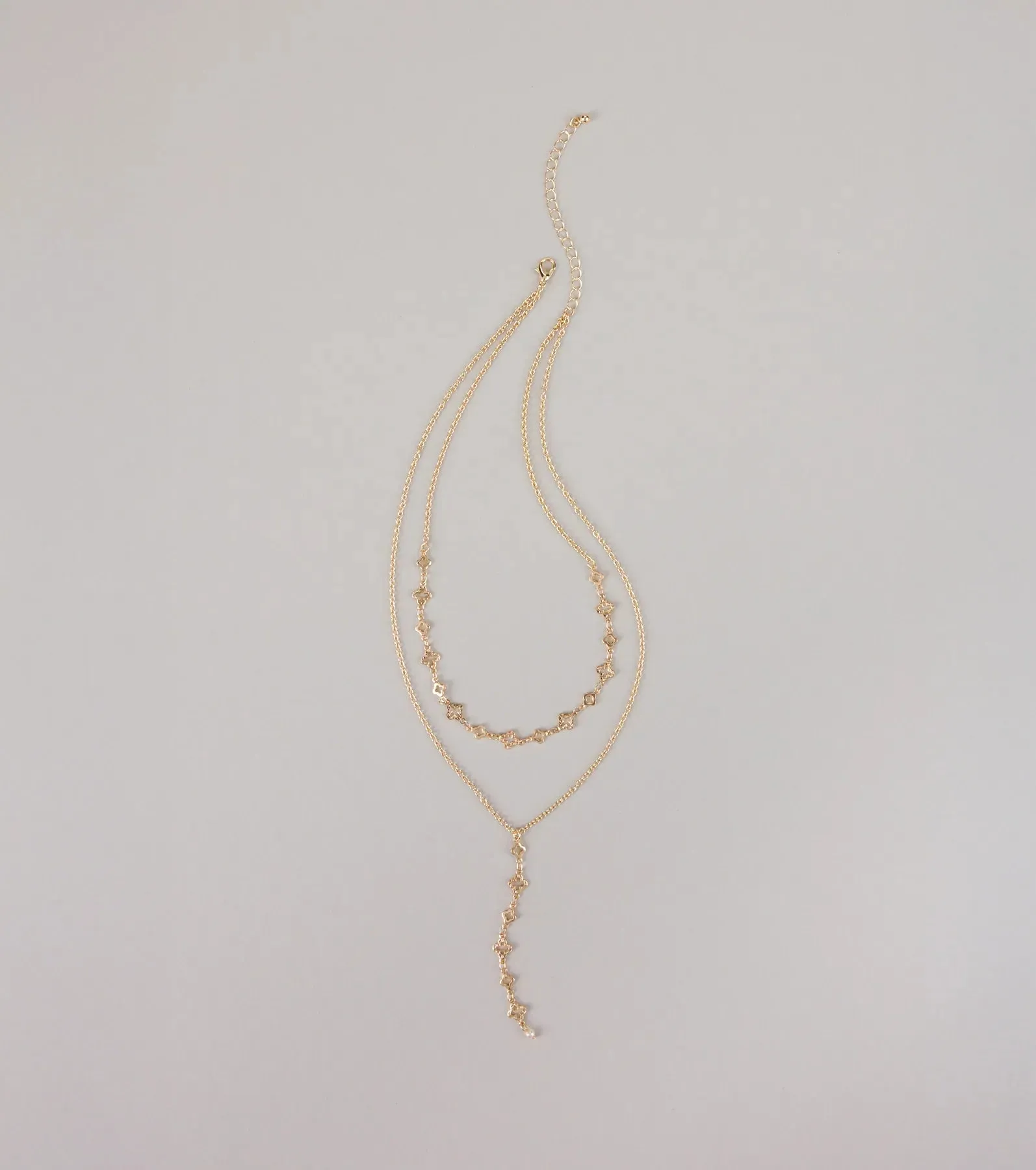 Charmed I'm Sure Clover Chain Lariat Necklace sold by Windsor