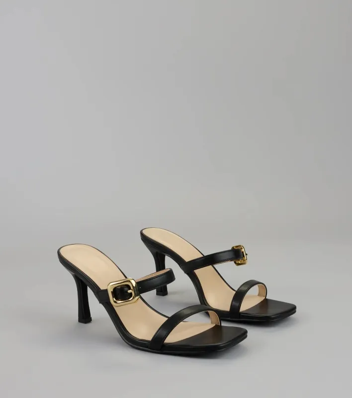 Booked and Buckled Mule Heels sold by Windsor