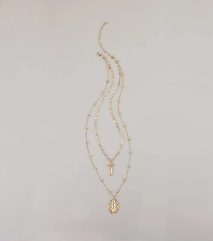 Divine Layers Cross Pendant Chain Necklace sold by Windsor