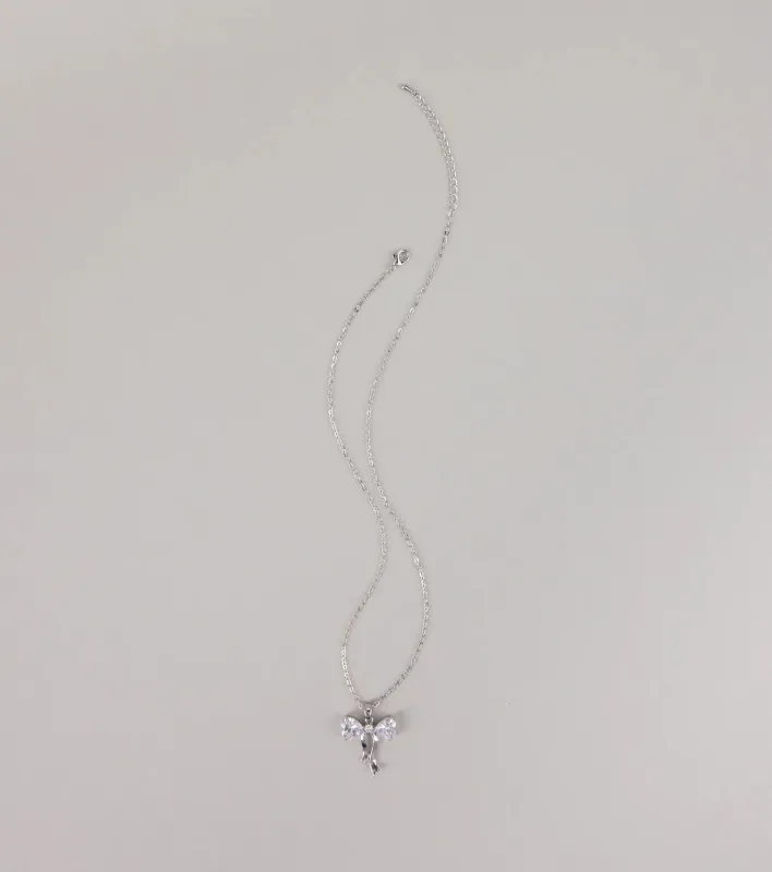 Pretty And Polished Cubic Zirconia Bow Necklace sold by Windsor