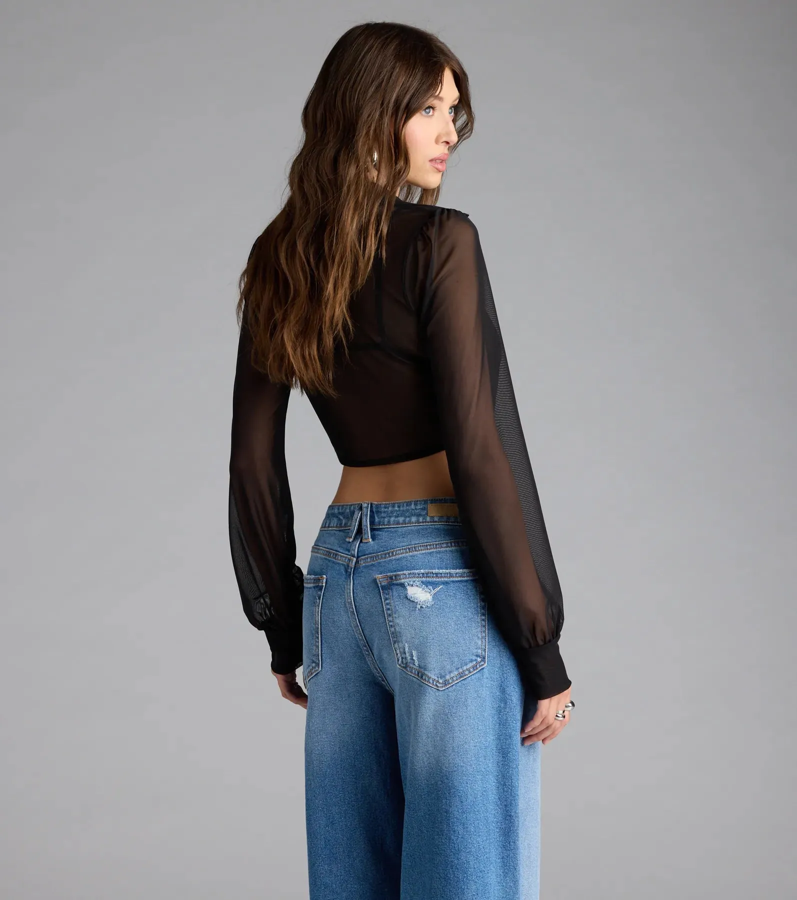 Sheer Goes Nothing Tie-Front Crop Top sold by Windsor product image thumbnail 2