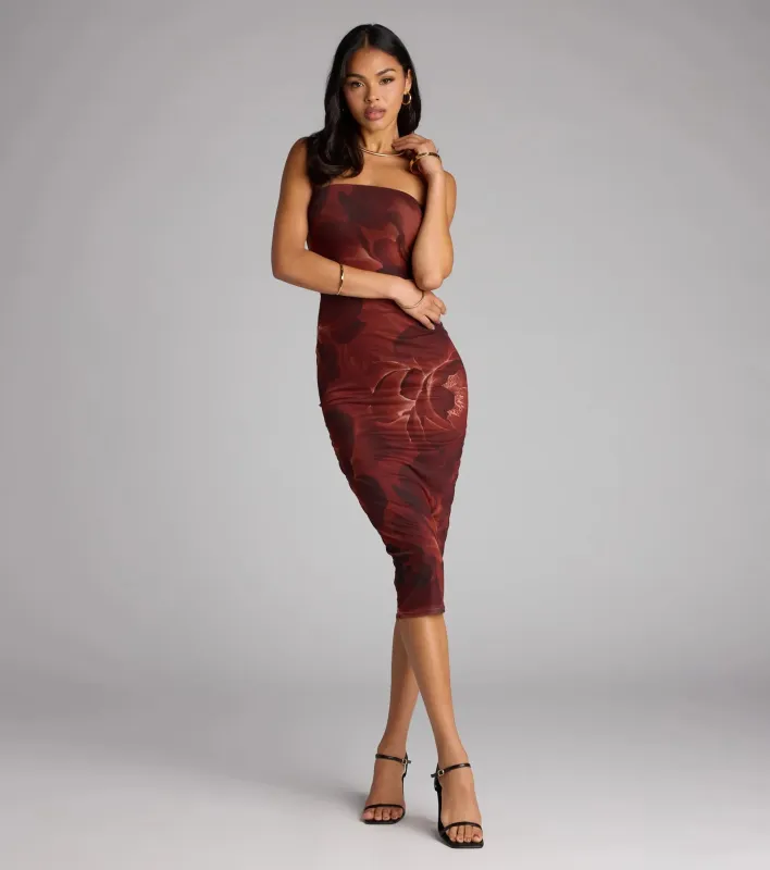 Chic Glimpse Floral Tube Midi Dress sold by Windsor
