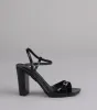 Booked And Busy Rhinestone Buckle Block Heels sold by Windsor