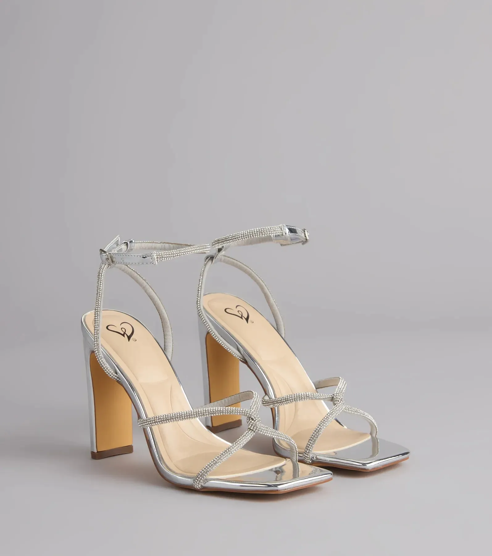 VIP Only Rhinestone Metallic Block Heels sold by Windsor