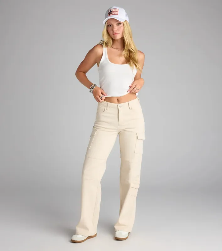 Catch Me In Cargo Mid-Rise Straight-Leg Jeans sold by Windsor