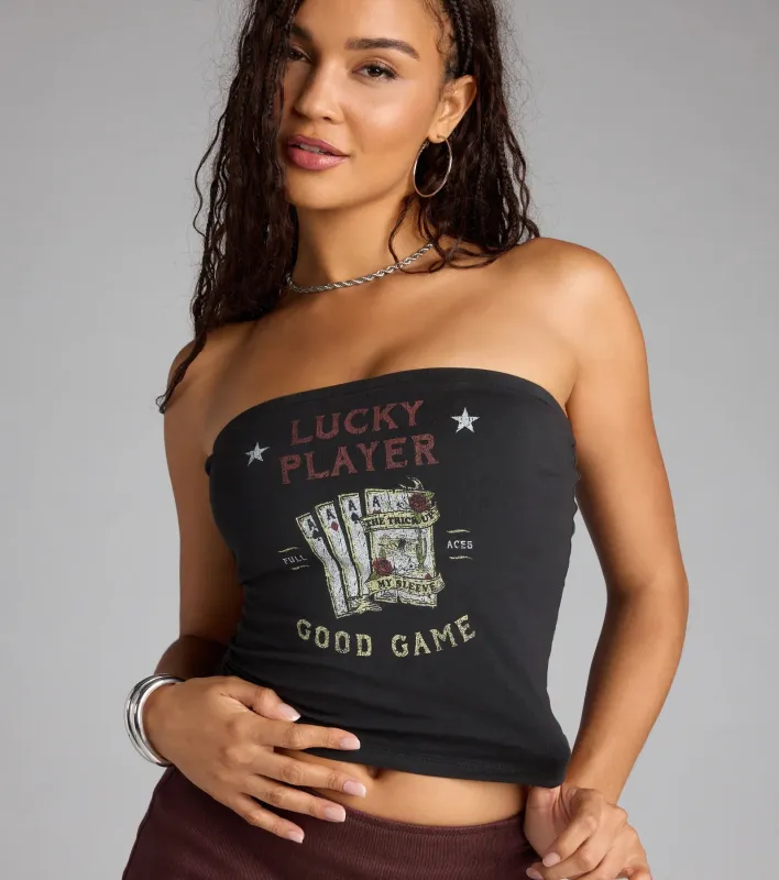 Lucky Player Game Graphic Tube Top sold by Windsor