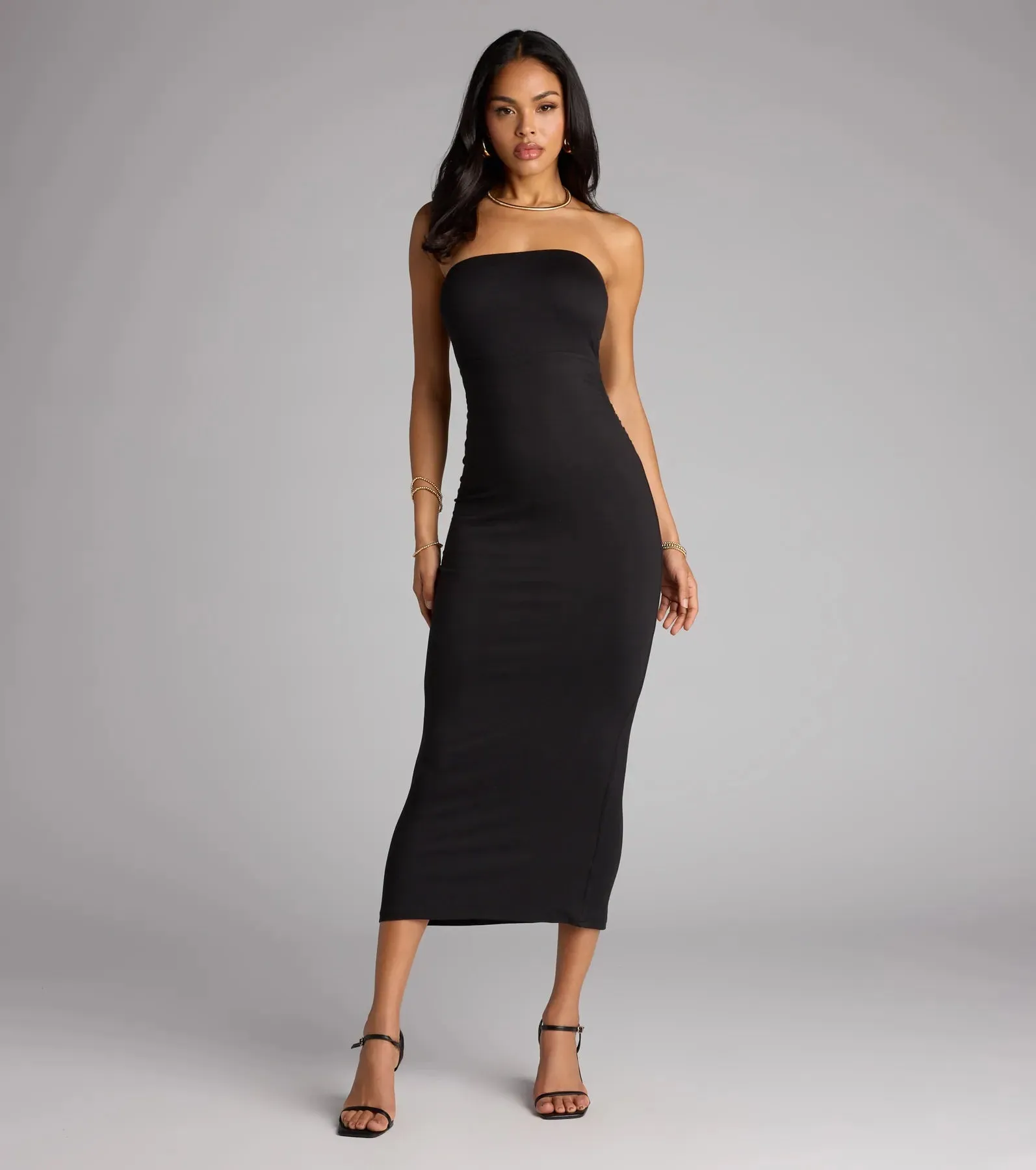 That Girl Energy Cutout Tube Midi Dress sold by Windsor