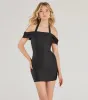 Step Out Looking Chic Off-The-Shoulder Mini Dress sold by Windsor