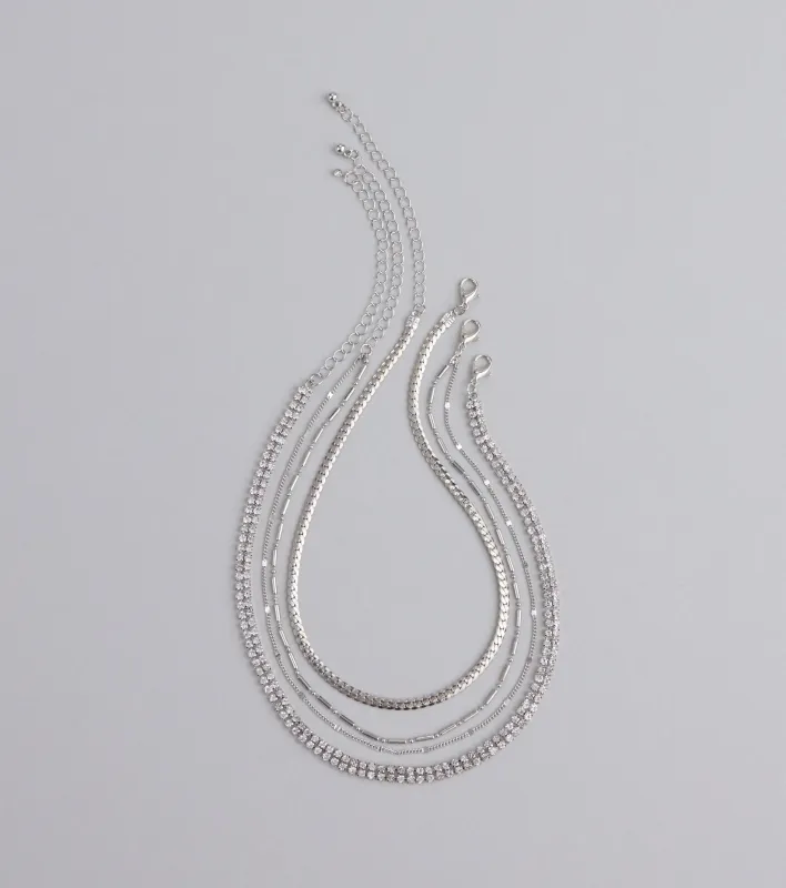 All The Sparkle Rhinestone Chain Necklace Set sold by Windsor