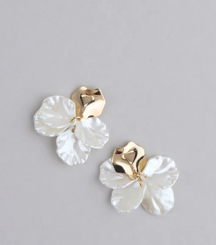 Delicate Drama Petal Drop Earrings sold by Windsor