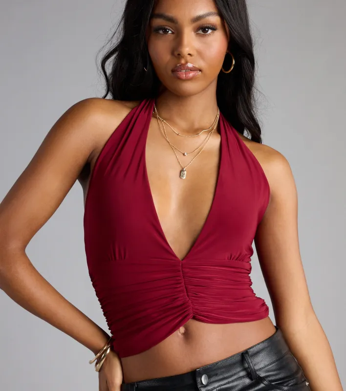 Hot Drama Plunge V-Neck Halter Top sold by Windsor