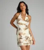 Romantic Nights Floral Satin Mini Dress sold by Windsor