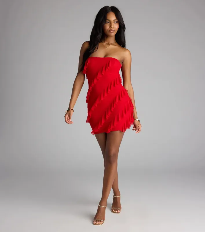 Spice It Up Ruffle Mini Tube Dress sold by Windsor