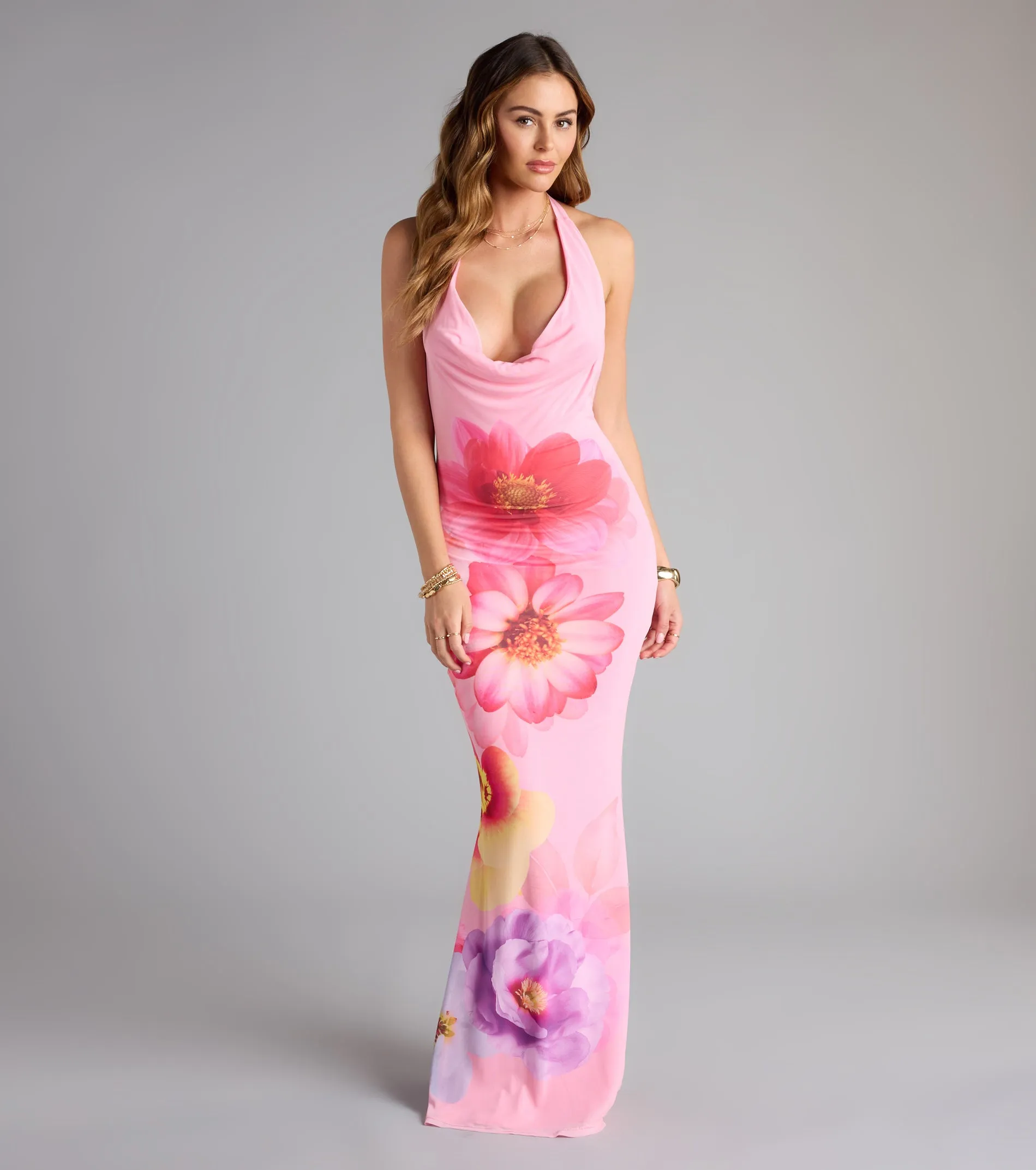 Slip Into Something Floral Mesh Maxi Dress sold by Windsor product image thumbnail 2