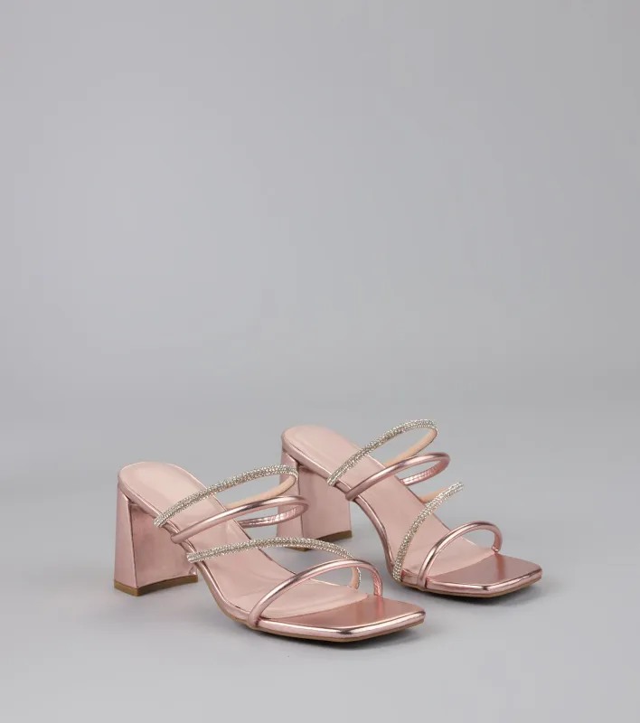 Strut In Style Rhinestone Block Heels sold by Windsor