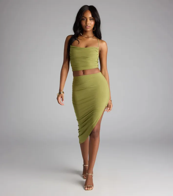 Catch The Curve High Slit Midi Skirt sold by Windsor