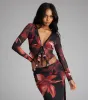 Soft Serve Floral Ruffle Tie-Front Top sold by Windsor