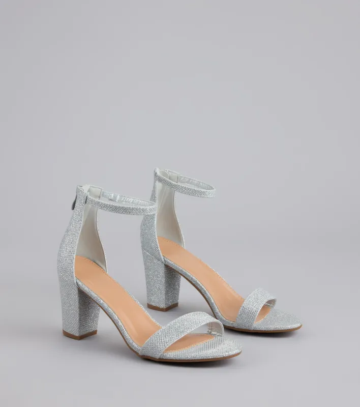 Cue The Compliments Glitter Block Heels sold by Windsor