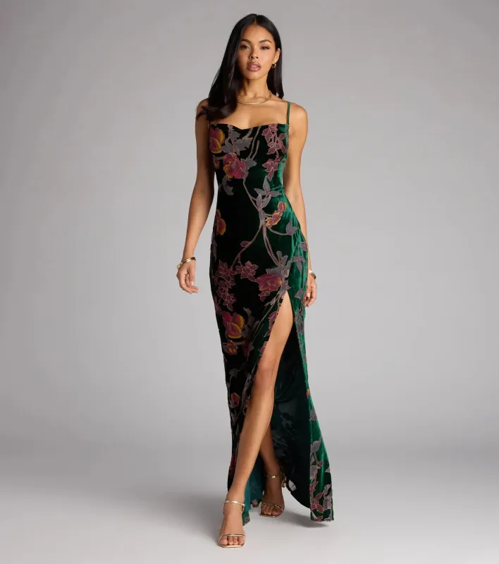 Melanie Floral Velvet Lace-Up Formal Dress sold by Windsor