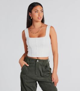 CLEARANCE - Looking Snatched Cropped Corset Tank sold by Windsor
