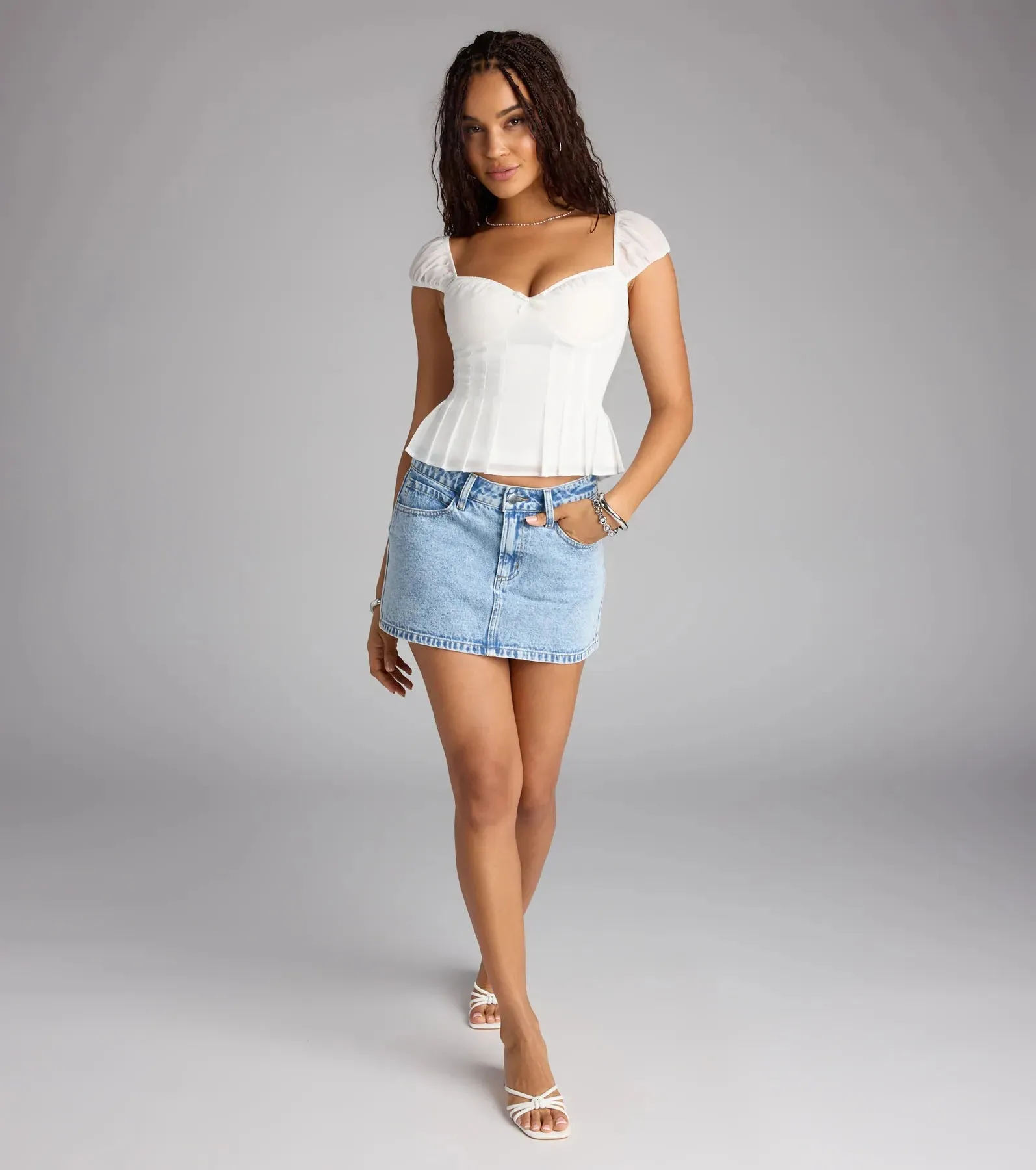 Cutest View Bow Pocket Denim Mini Skirt sold by Windsor product image thumbnail 4