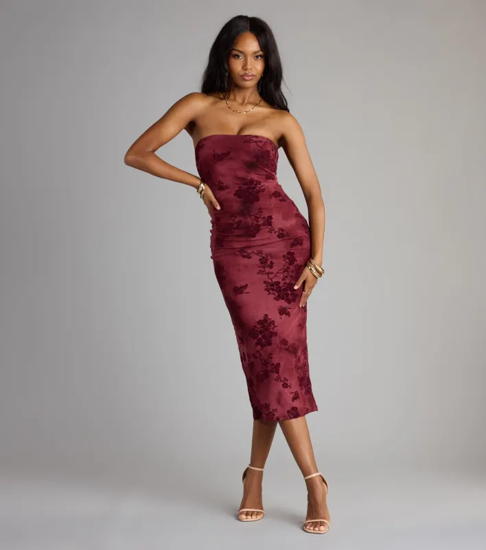 Crushing On Velvet Flocked Floral Midi Dress sold by Windsor