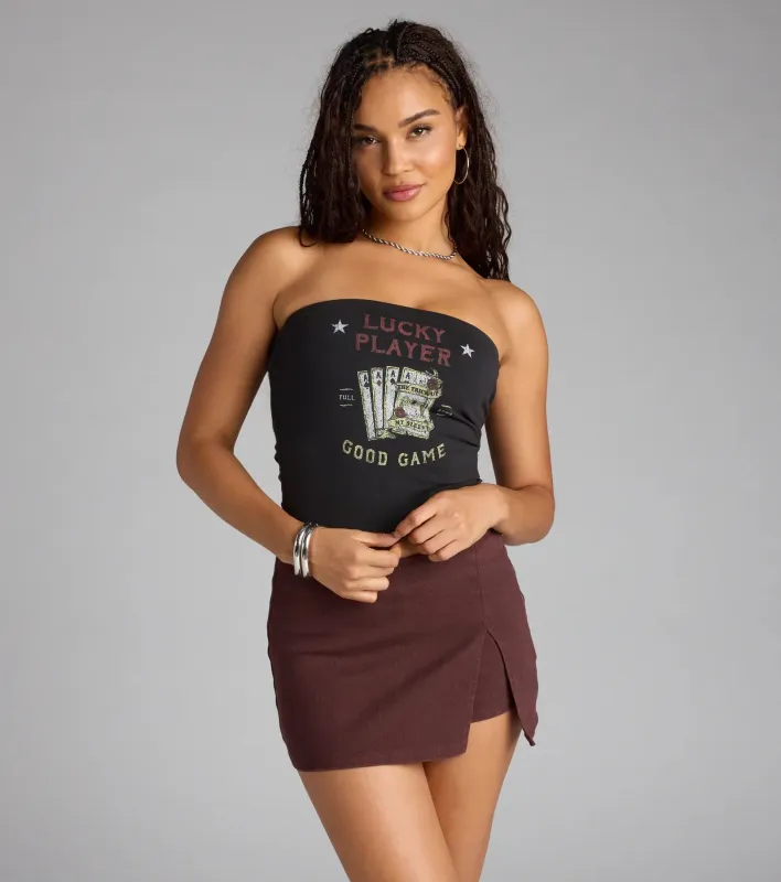 Own the Moment Mid-Rise Slit Skort sold by Windsor