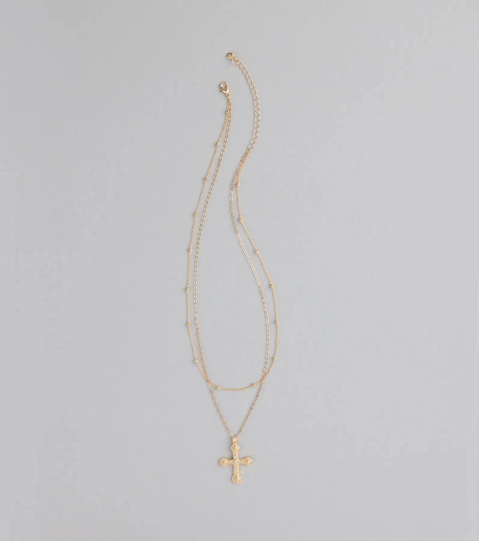 Divinely Draped Dainty Layered Cross Necklace sold by Windsor