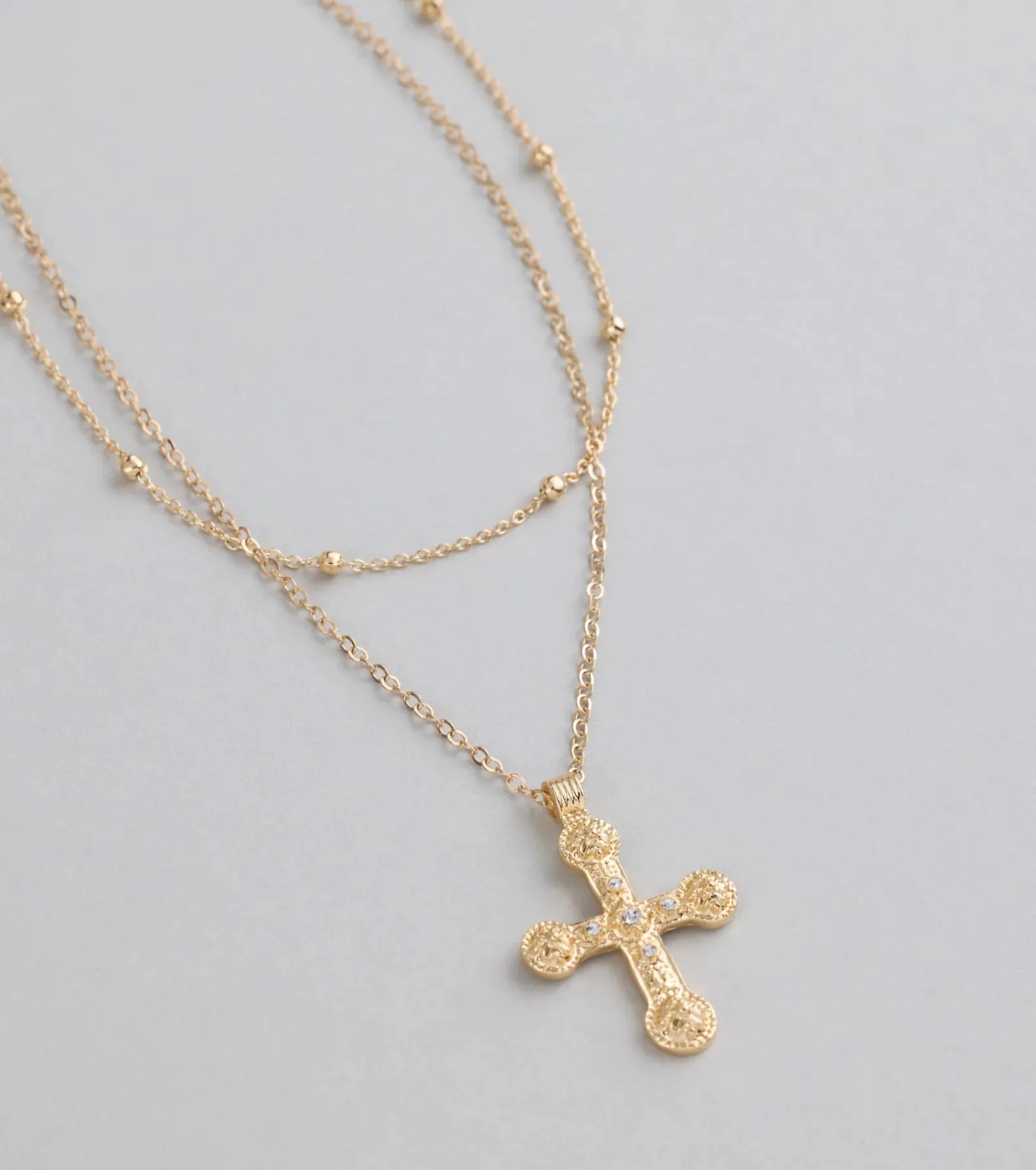 Divinely Draped Dainty Layered Cross Necklace sold by Windsor product image thumbnail 2