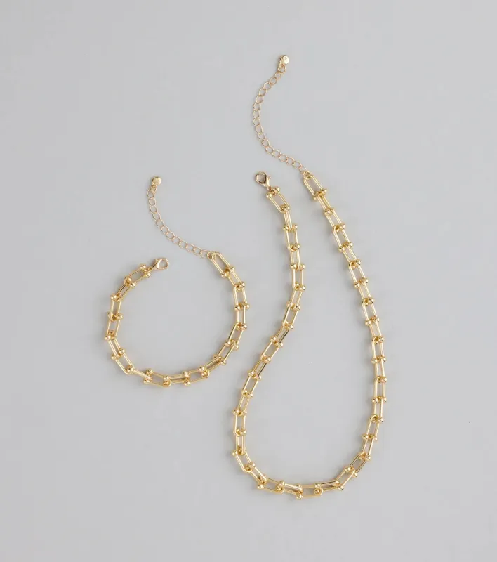 Giving Bold Chain Necklace And Bracelet Set sold by Windsor