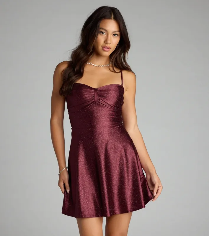 Twinkle Season Glitter Satin Skater Dress sold by Windsor