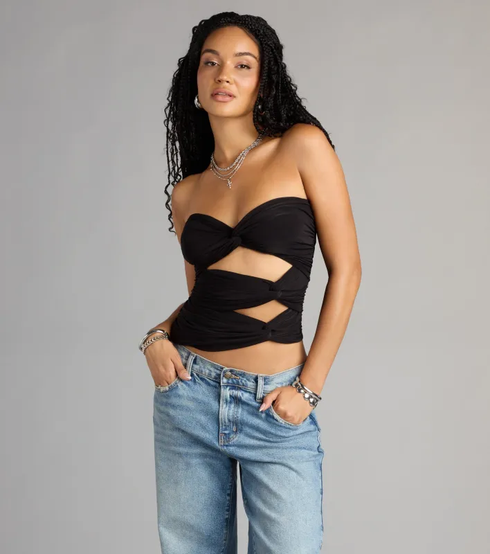 Knot Your Average Tube Cutout Crop Top sold by Windsor