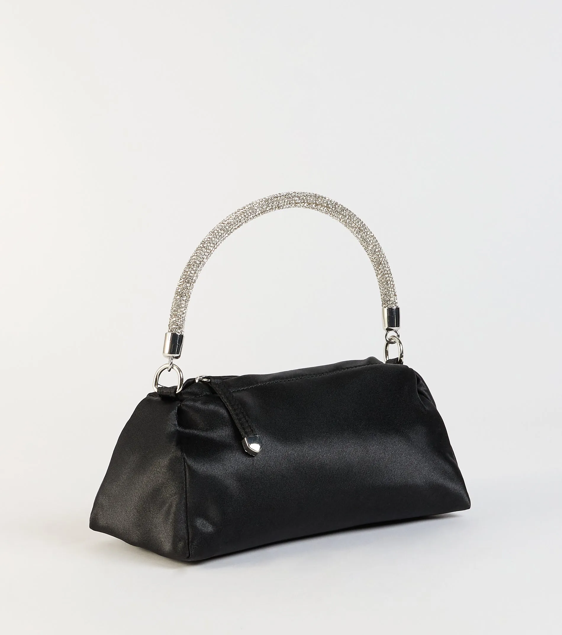Petite Luxe Rhinestone Handle Satin Bag sold by Windsor