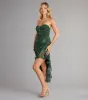 Romance In Bloom Floral Ruffle Slit Midi Dress sold by Windsor