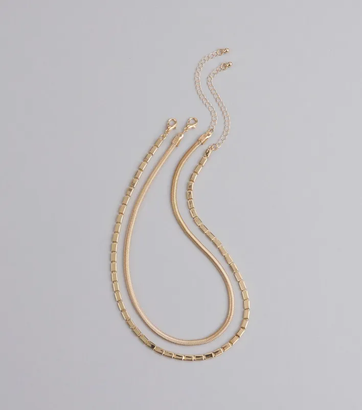 Double The Drama Layered Chain Necklace sold by Windsor