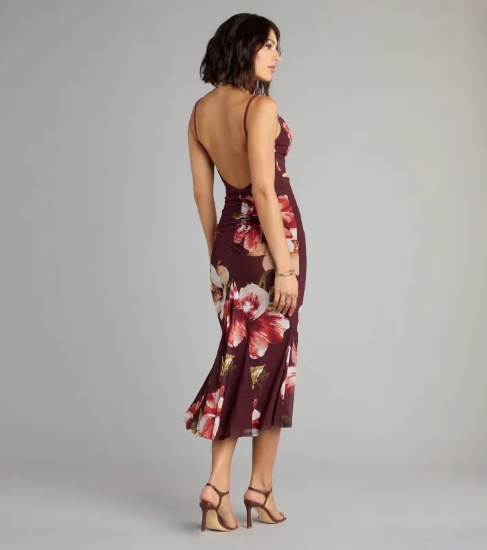 Bloom Mood Floral Open Back Midi Dress sold by Windsor