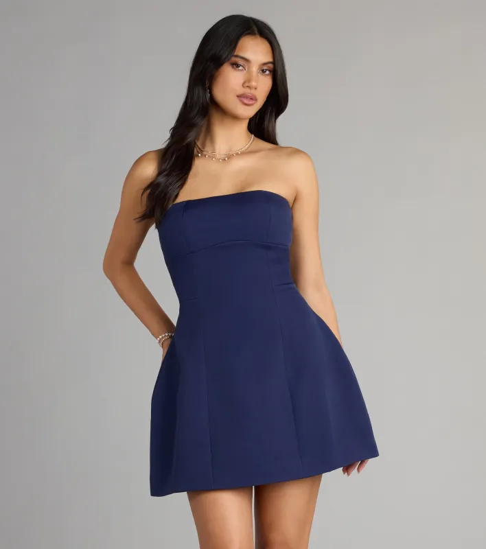 Simply Striking Crepe A-Line Mini Dress sold by Windsor