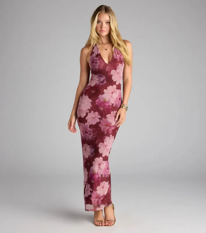 Meet Me In Floral Mesh Maxi Dress sold by Windsor