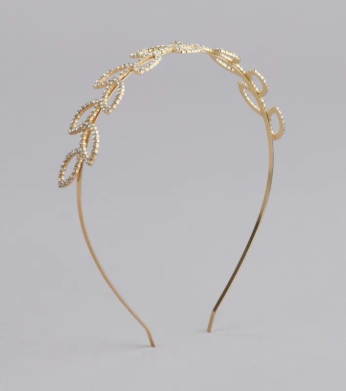 Crowning Moment Rhinestone Leaf Headband sold by Windsor