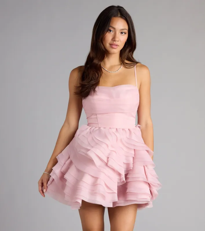 Eden Lace-Up Layered Skater Dress sold by Windsor