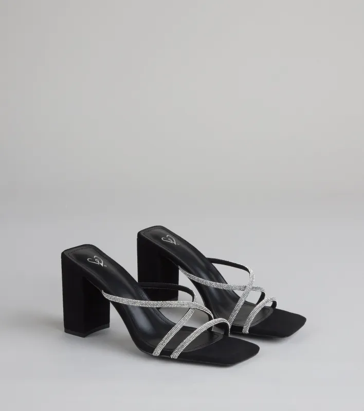 Strut Strategy Rhinestone Strappy Mules sold by Windsor