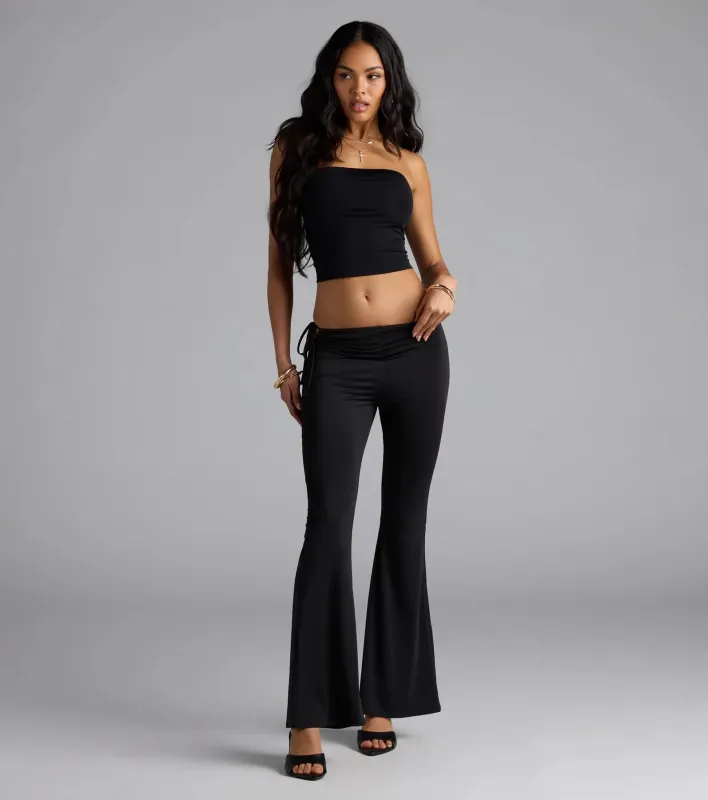 Sleek Look Mid-Rise Cutout Flare Pants sold by Windsor