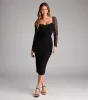 Laced With Drama Sweetheart Ruched Midi Dress sold by Windsor