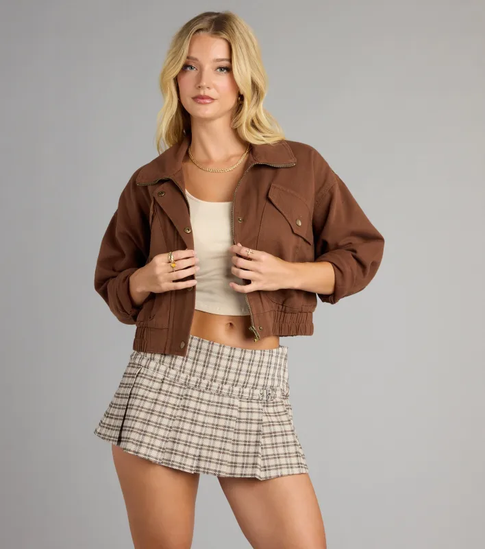 Street Cue Crop Denim Bomber Jacket sold by Windsor