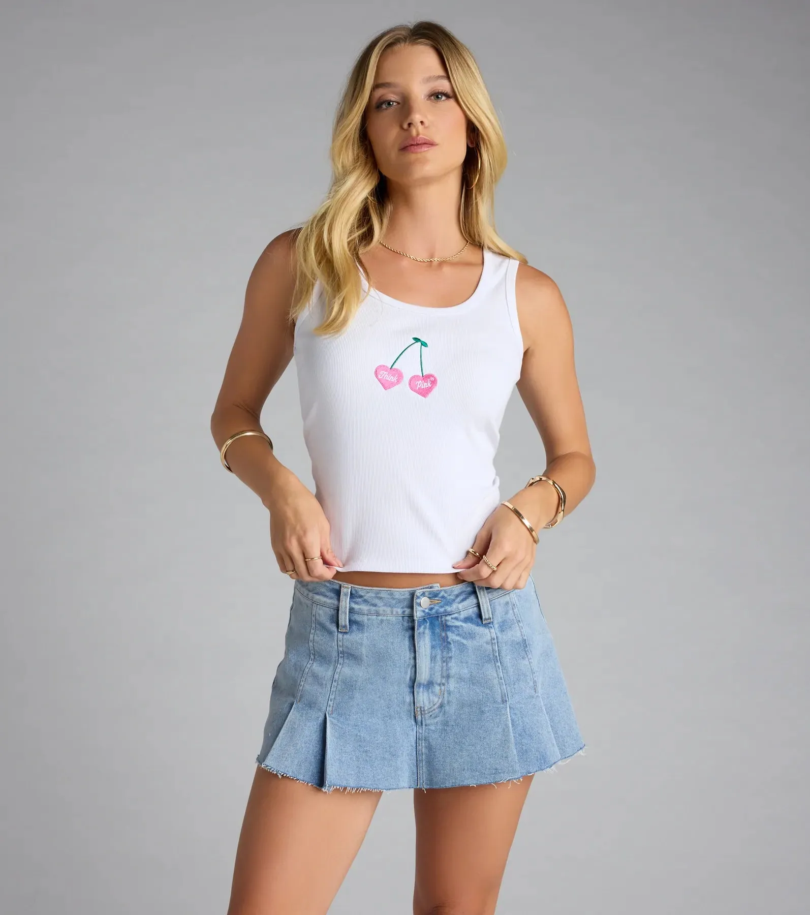 Think Pink Cherry Scoop Neck Tank Top sold by Windsor product image thumbnail 2