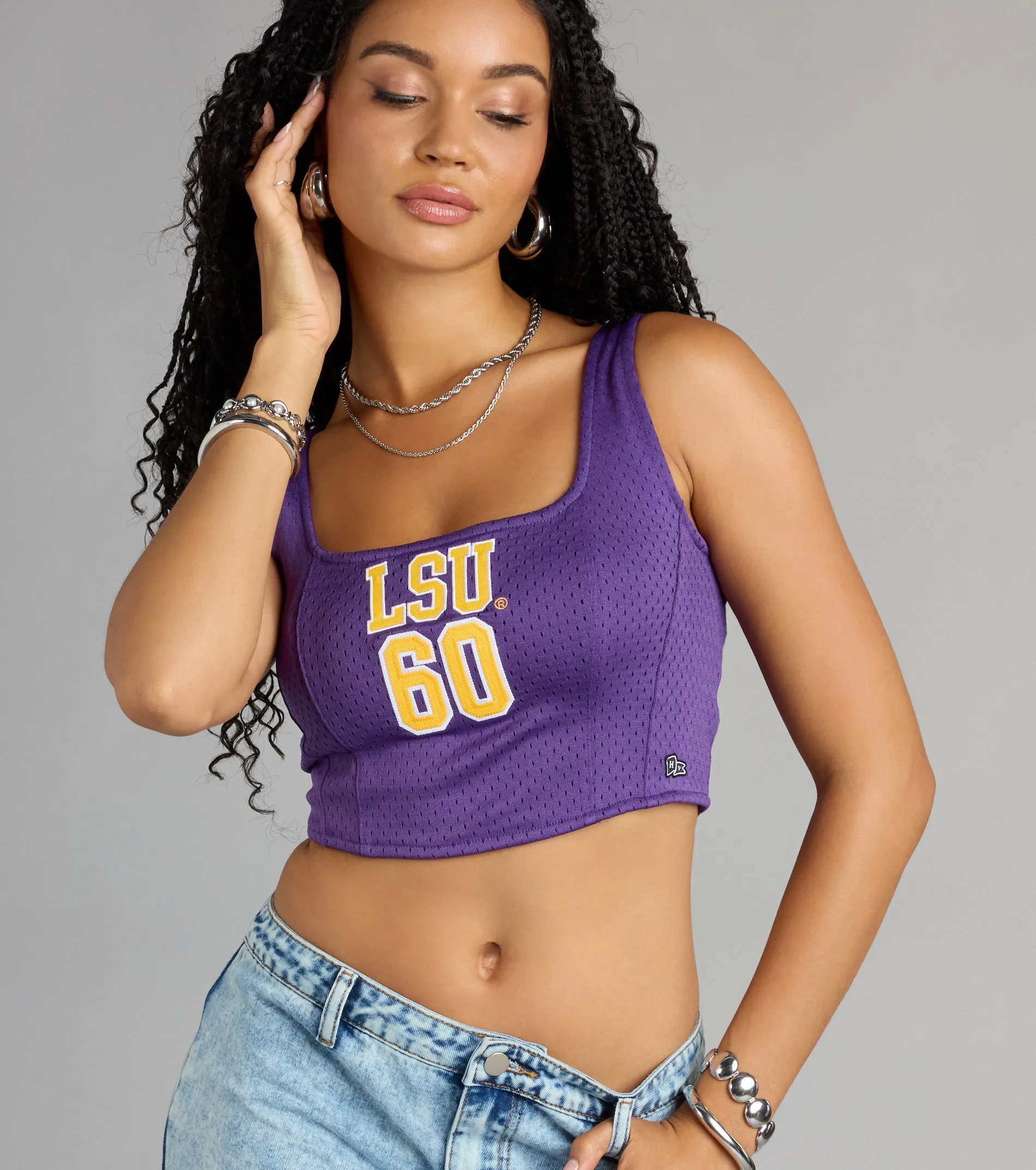 Game Day Glam LSU® Jersey Corset Crop Top sold by Windsor product image thumbnail 4