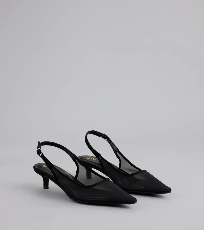 Double Take Mesh Sling-Back Pumps sold by Windsor
