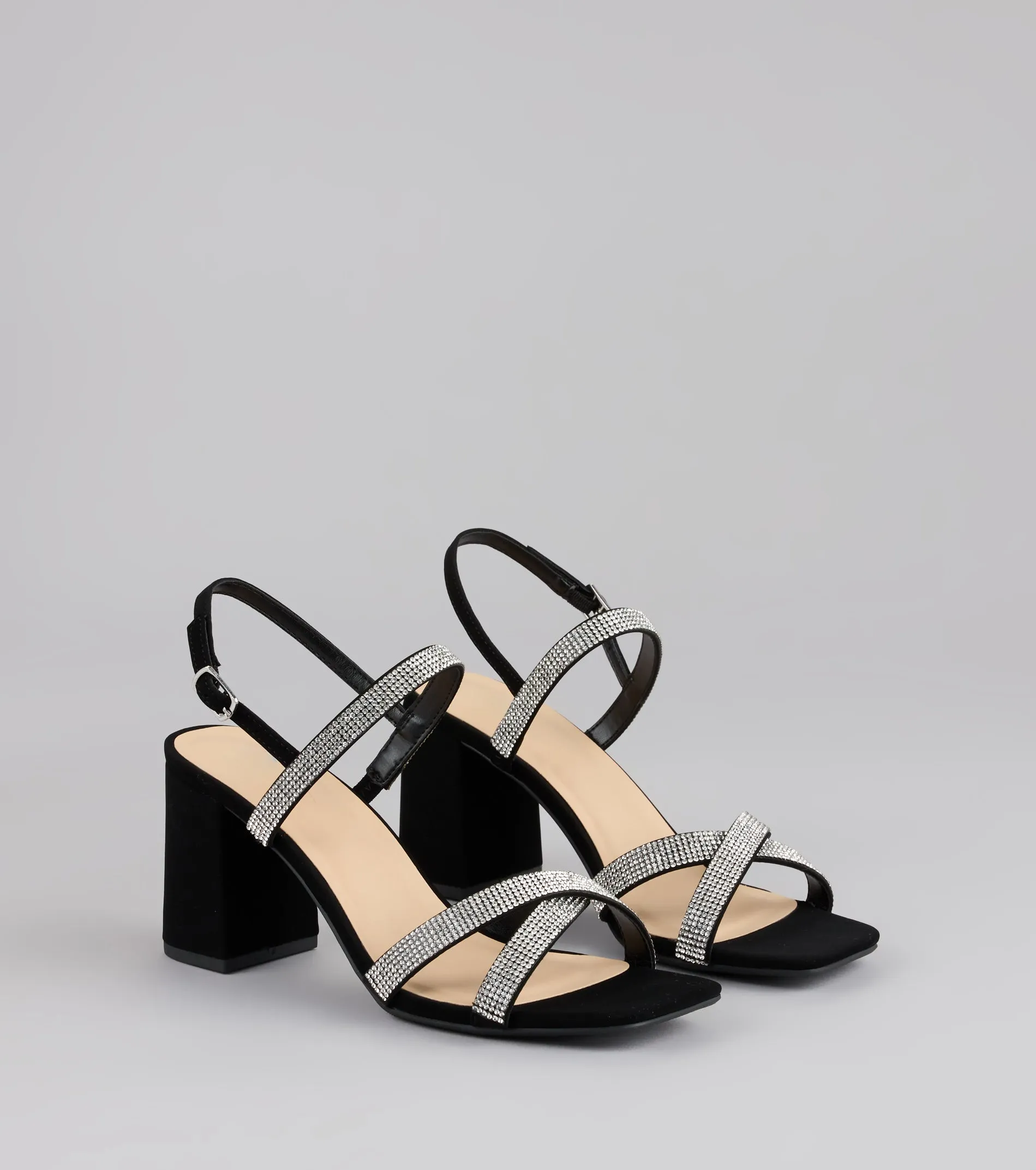 Night Luxe Rhinestone Block Heels sold by Windsor