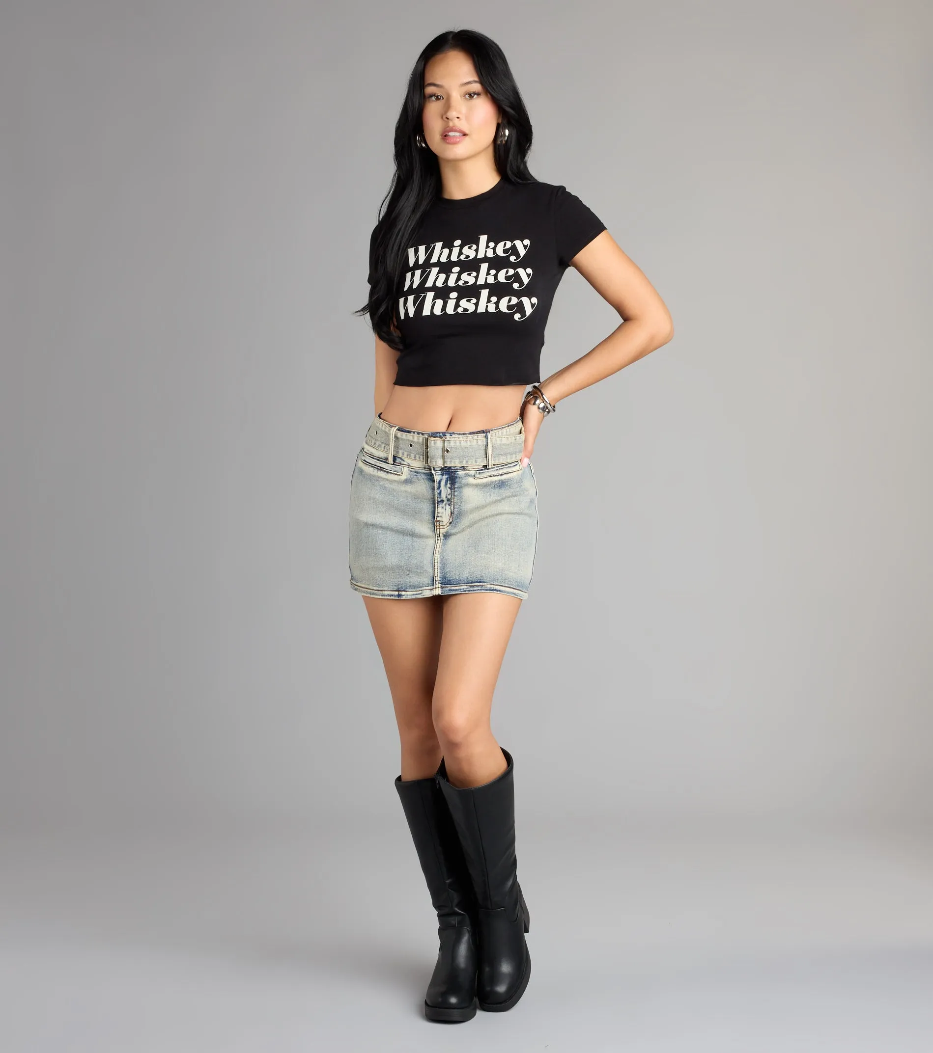 Whiskey Please Graphic Crop Tee sold by Windsor product image thumbnail 3