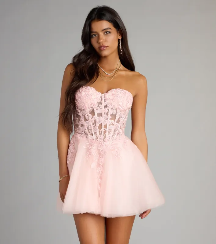 Carla Corset Tulle A-Line Mini Dress sold by Windsor